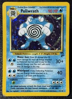 Poliwrath 15/130 - Holo Rare - Vintage Pokemon TCG: Base Set 2 - MP - Image 1