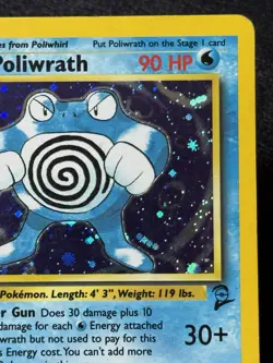 Poliwrath 15/130 - Holo Rare - Vintage Pokemon TCG: Base Set 2 - MP - Image 3