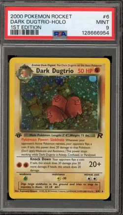 Pokemon Dark Dugtrio Team Rocket 1st Edition Holo Rare #6 PSA 9 Mint - Image 1