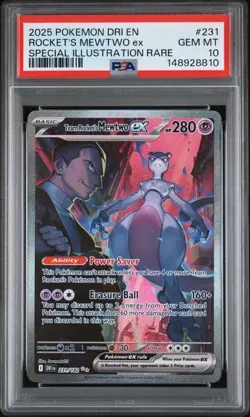 2025 POKEMON DRI SPECIAL ILLUSTRATION RARE #231 TEAM ROCKET'S MEWTWO EX PSA 10 - Image 1