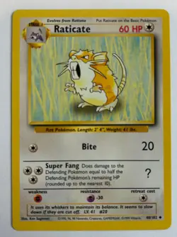 Pokemon Base Set Raticate 40/102 Non-Holo Vintage 1999 WOTC - Image 1
