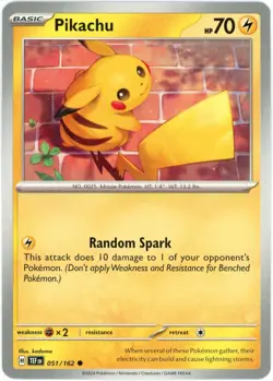 Pikachu - 051/162 - Temporal Forces - Pokemon - NM - Never Played - Image 1