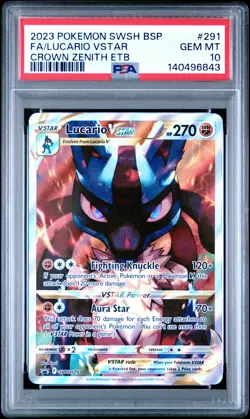 2023 POKEMON SWSH BLACK STAR PROMO #291 FULL ART/LUCARIO VSTAR PSA 10 - Image 1