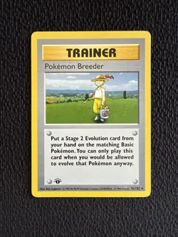 Vintage Pokemon Breeder 076/102 Base Set 1st Edition Shadowless Trainer Card TGC - Image 1