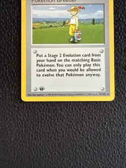 Vintage Pokemon Breeder 076/102 Base Set 1st Edition Shadowless Trainer Card TGC - Image 3
