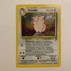 Pokemon TCG Clefable Base Set 2 Holo Unlimited Rare Card 5/130 WOTC W/ Swirl 🌀 - Image 1