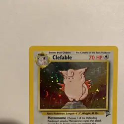 Pokemon TCG Clefable Base Set 2 Holo Unlimited Rare Card 5/130 WOTC W/ Swirl 🌀 - Image 2