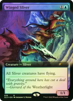 MTG Secret Lair Winged Sliver x1 Extended Art Rare Blue Creature NM/M - Image 1