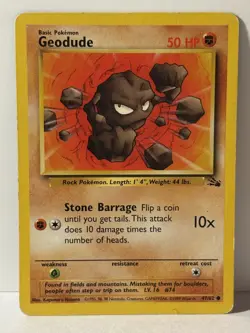 Geodude 47/62 Fossil LP Pokemon Fast Shipping - Image 1