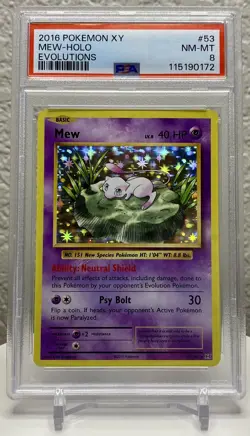 Mew HOLO PSA 8 NEAR MINT-MINT 2016 Pokemon XY Evolution 53/108 FREE SHIP - Image 1