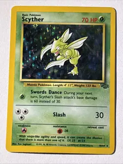 Pokemon TCG Scyther Jungle 10/64 Holo Unlimited Holo Rare - Image 1