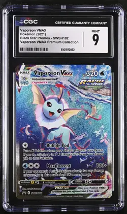 Vaporeon Vmax SWSH182 Premium Collection Pokemon CGC 9 Mint *052 - Image 1