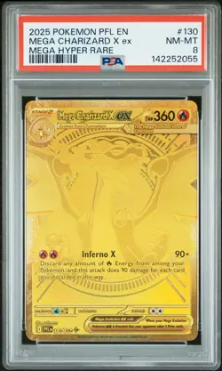2055 Mega Charizard X ex 2025 Pokemon Phantasmal Flames #130 Hyper Rare PSA 8 - Image 1