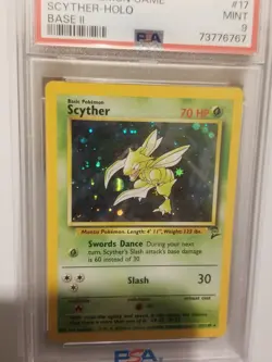 🍀 2000 Pokemon Scyther Holo #17 Base Set 2 II PSA 9 Mint Condition Vintage 🍀 - Image 4