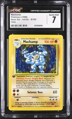 Machamp *CGC 7* 1st Edition *Holo* Base Set *#8* 1999 *Vintage* Pokemon - Image 1