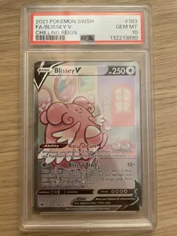 2021 POKEMON SWORD & SHIELD CHILLING REIGN #183 FULL ART/BLISSEY V PSA 10 - Image 1
