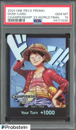2024 ONE PIECE PROMO CHAMPIONSHIP 23 WORLD FINAL MONKEY D LUFFY DON! PSA 10 - Image 1