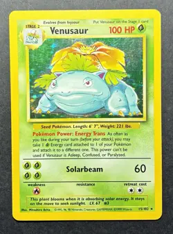Pokemon Base Set Venesaur Holo Rare Card 15/102 Unlimited Edition - Image 1
