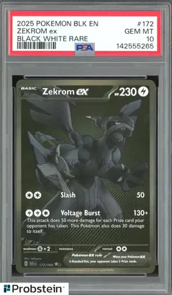 2025 Pokemon BLK EN Black White Flare #172 Zekrom ex PSA 10 GEM MINT - Image 1