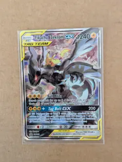Pikachu & Zekrom GX SM168 MP Black Star Promo Pokemon Card Tag Team - Image 1