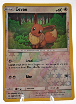 Eevee 166/236 LP/NM Reverse Holo Cosmic Eclipse Pokemon Card cute curious forest - Image 1