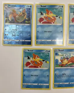 Pokemon Tcg 5 Card Lot Of Buizel & Floatzel Reverse Holo Common - Image 2