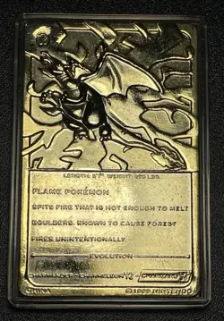 Pokemon 1999 Charizard 23K Gold Plated Trading Card Bar - Burger King Vintage - Image 2