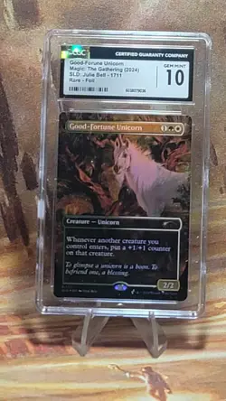 MTG Good-Fortune Unicorn Foil #1711 Borderless Secret Lair Julie Bell CGC 10 GM - Image 1