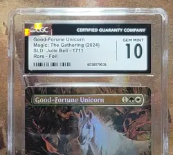 MTG Good-Fortune Unicorn Foil #1711 Borderless Secret Lair Julie Bell CGC 10 GM - Image 2