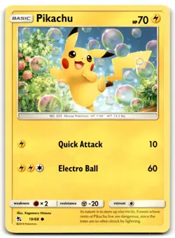 Pokemon Hidden Fates Pikachu #19/68 Common Near Mint or Better - Image 1