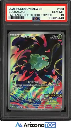 Pokemon 2025 Bulbasaur 133 Full Art Enhanced Booster Topper GEM MINT PSA 10 - Image 1