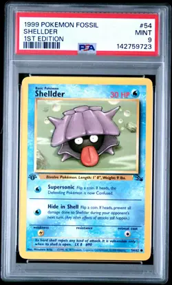 PSA 9 MINT 1999 POKEMON FOSSIL 54 SHELLDER 1ST EDITION ENGLISH - Image 3