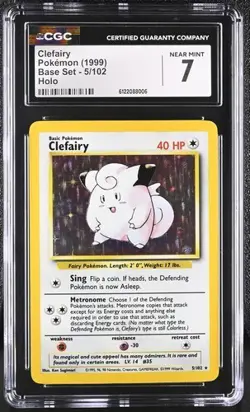 Clefairy *CGC 7* Holo *Base Set* #5 *1999* Vintage * Pokemon - Image 1