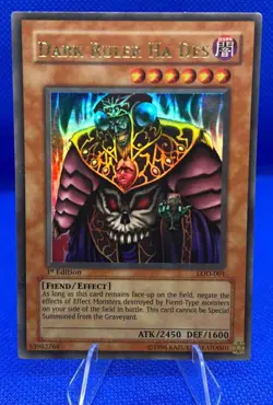 2003 Yu-Gi-Oh! Gaming Legacy of Darkness 1st Edition Dark Ruler Ha Des #LOD-001 - Image 1