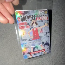 Bandai Namco One Piece CCG Monkey D. Luffy US Voyage Promo Full Art Holo Card - Image 1