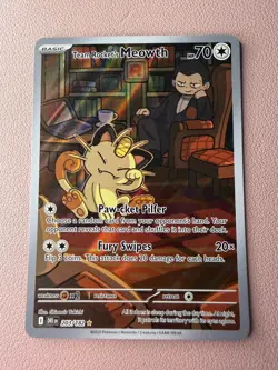 Pokemon Team Rockets Meowth Card 203/182 Destined Rivals NM - Image 1