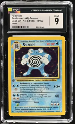 CGC 9 MINT Poliwrath German Base Set - 1st Edition 13/102 Holo Pokemon Card - Image 1