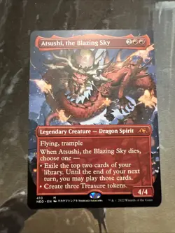 1x Atsushi, the Blazing Sky (Borderless) Kamigawa: Neon Dynasty NM Mtg - Image 1