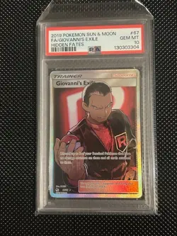 PSA 10 GEM MINT Giovanni's Exile 67/68 Hidden Fates Ultra Rare Holo Pokemon 2019 - Image 1