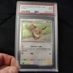 Pokemon 2025 Holiday Calendar EEVEE #133/165 Snowflake Stamped PSA 9 MINT - Image 1