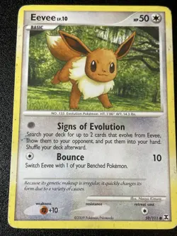 Pokemon TCG Eevee 59/111 Common Platinum Rising Rivals (Heavy Played) - Image 1