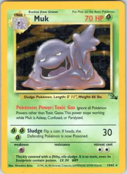 Pokemon TCG Muk Holo Rare Card 13/62 Fossil - Image 1