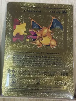 Charizard 120 HP Gold Foil Pokemon Card Fan Art - Image 1