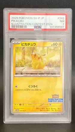 PSA7 Pikachu 242/SV-P Pokemon Card Illustration Contest 2024 Promo Japanese - Image 1