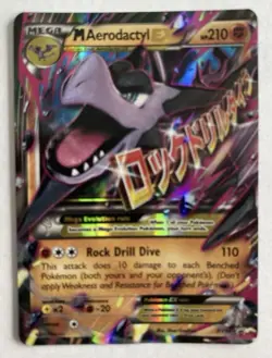 Mega M Aerodactyl EX Pokemon Card Holo Ultra Rare XY98 Black Star Promo LP - Image 1