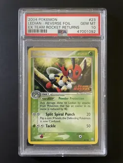 Carte Pokemon Ledian HOLO Reverse Foil / Bloc EX Team Rocket Returns / PSA 10 - Image 1