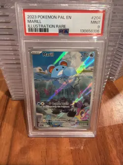 2023 Pokemon Marill #204 PAL Illustration Rare PSA 9 Mint Scarlet & Violet - Image 1