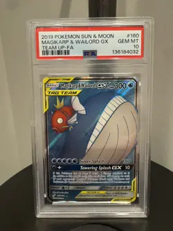 2019 Pokemon Sun & Moon Magikarp & Wailord Gx Team Up #160 PSA 10 - Image 1