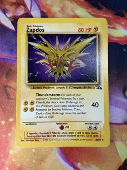 Zapdos 30/62 LP-DMG Non Holo Rare Unlimited Fossil 1999 WoTC Pokemon TCG - Image 1