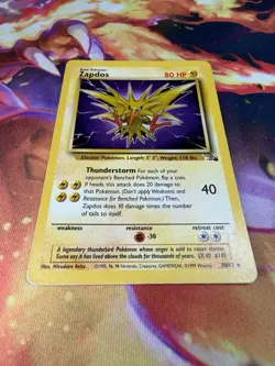 Zapdos 30/62 LP-DMG Non Holo Rare Unlimited Fossil 1999 WoTC Pokemon TCG - Image 2